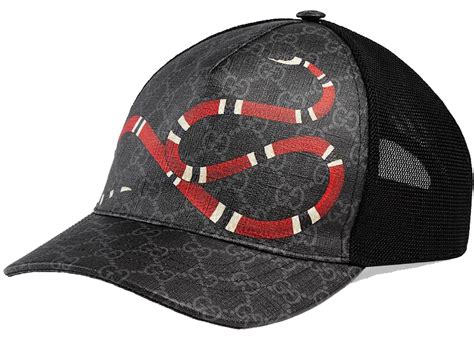 snake gucci cap|Gucci Kingsnake Print GG Supreme Baseball Hat Black/Grey.